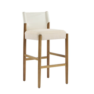 English Elm Christopher Knight Home® - 28.5'', Solid Wood Bar Stool Set of 2 with White Polyester Cushion, 28.5'' Counter Height Modern Rustic Appeal N780P271400W