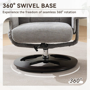 English Elm 069dr-ergonomic Swivel Recliner with Massage Heating Chenille Wingback Lounge Chair Grey W527S00010