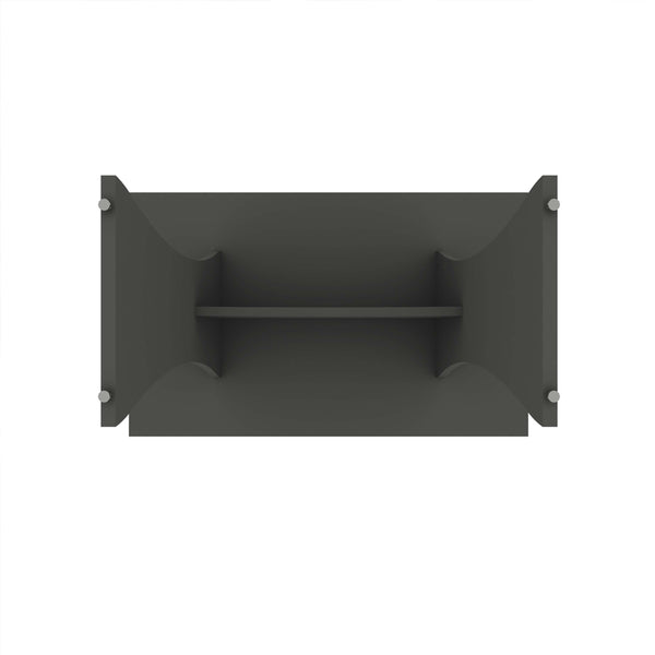 English Elm Coney 53" Dining Table with Curved Silhouette, Central H Base, Seats 6, Adjustable Metal Feet Charcoal grey B365P397686