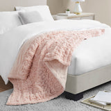 Madison Park Ruched Fur Glam/Luxury Throw MP50-4878 Blush