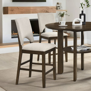 English Elm Contemporary Upholstered Counter Stools Set of 2 Beige Fabric Kitchen Island Seating B011P489291