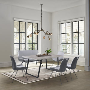 English Elm Palindra 6-Piece Industrial Dining Set With Upholstered Chairs & Versatile Bench For Modern Homes B2736S00005-GIGA