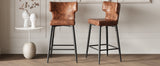 Christopher Knight Home® - Noble House - - 28Inch Counter Height Bar Stools Set Of 2, Modern Bar Upholstered Chairs With Pu Leather, Metal Footrest And Frame For Kitchen Island, Bar Table, Dining Room, Brown