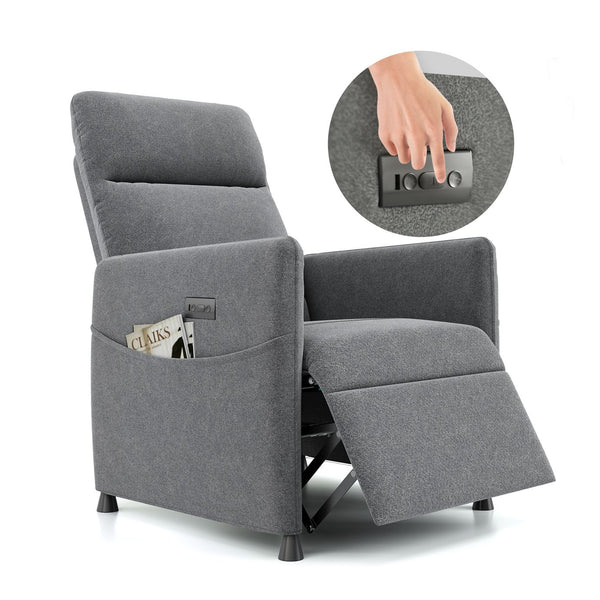 English Elm Electric Velvet Recliner Chair with Power Lift, High-Density Foam, Footrest & Space-Saving Grey Comfort W3659P335425