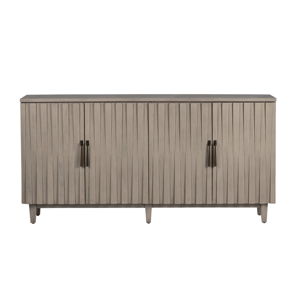 Crestview Collection Transitional Media Sideboard - Stylish Tan Finish, Slat Pattern Doors & Organized Storage Solutions Tan Solid Wood Cvfdr1222