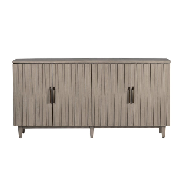 Crestview Collection Transitional Media Sideboard - Stylish Tan Finish, Slat Pattern Doors & Organized Storage Solutions Tan Solid Wood Cvfdr1222