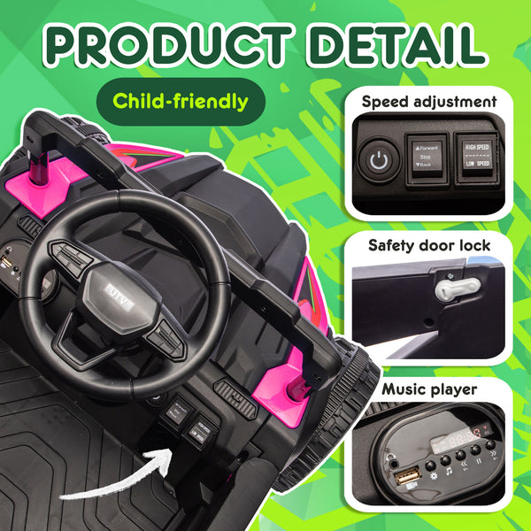 English Elm 24v Kids Utv Ride on with Dual 80w Motors Remote Control and Four Wheel Suspension Pink W1578P342131