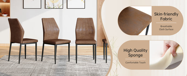 English Elm Black Faux Wood Grain Rectangular Dining Set with Shell Pattern Upholstered Chairs W1151S04370