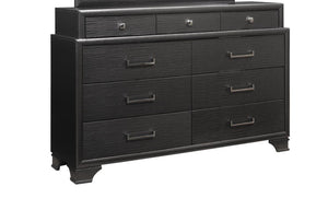 English Elm Civic Grey Five Piece Bedroom Set with Lit Bookcase Headboard and Storage Drawers B201S00484
