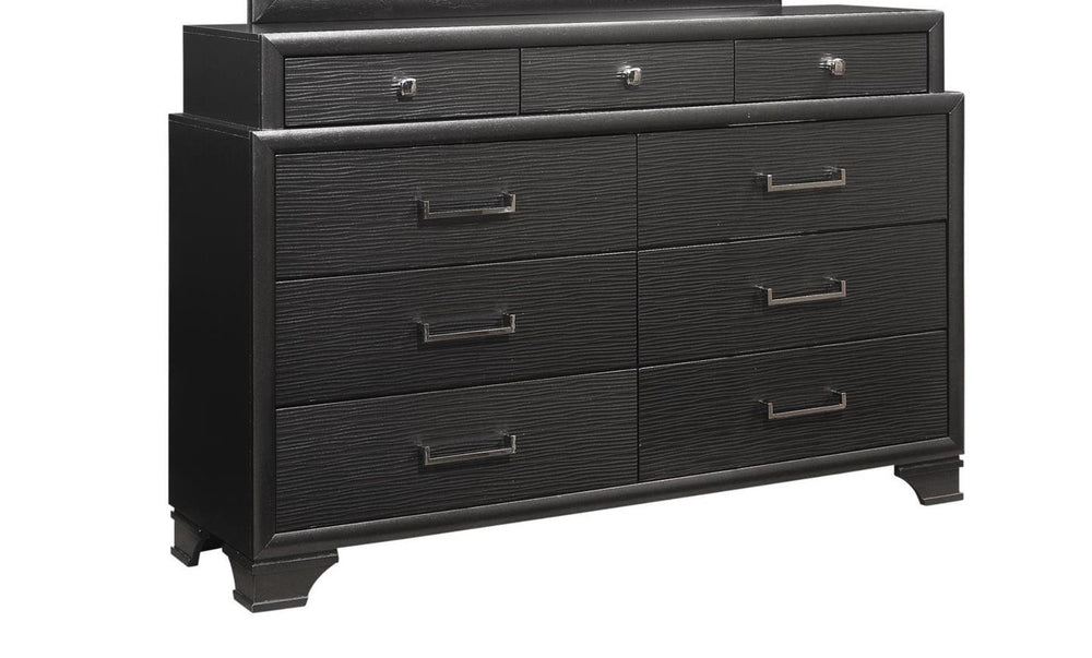 English Elm CIVIC Solid Wood 5pc Full Bedroom Set with Built‑In Storage Drawers, Slatted Base & Felt Lined Drawers Gray 30.04 L x 19.8 W x 15.63 H B201S00245