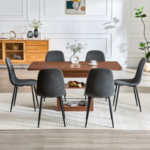 English Elm Expandable Dining Set with Pu Leather Chairs Modern Mdf Table Seats up to Eight W1151S04713
