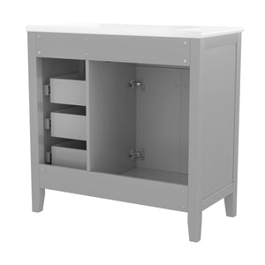 English Elm 36" Stylish Gray Bathroom Vanity With Sink Combo - Durable, Space-Saving Storage Solution For Your Home N725P246491E
