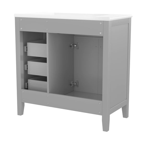 English Elm 36" Stylish Gray Bathroom Vanity With Sink Combo - Durable, Space-Saving Storage Solution For Your Home N725P246491E