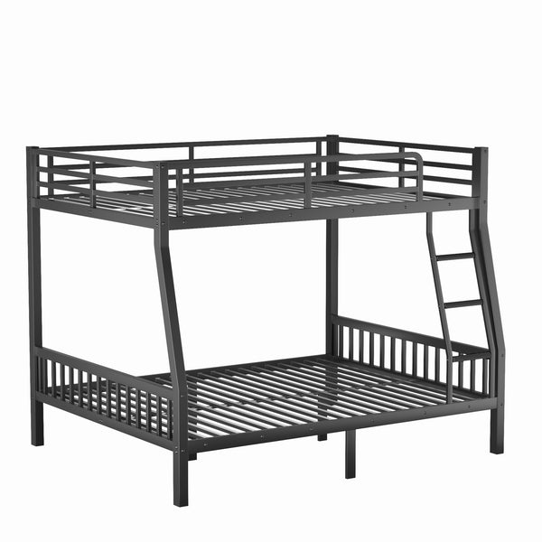 English Elm Full Xl Over Queen Metal Bunk Bed With Safety Guardrail & Ladder For Space-Saving Living Solutions W2580S00011