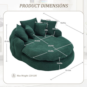 English Elm Oversized Memory Foam Chenille Bean Bag Sofa with Ergonomic Back Support, 3 Large & 2 Small Pillows Emerald W395P359413