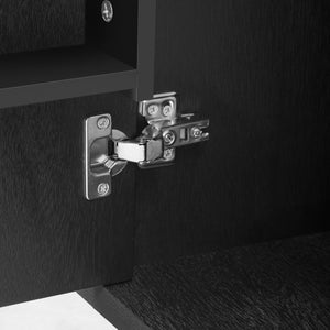 English Elm K&K 51" Fluted Kitchen Island with Waveform Panels, Drop Leaf, Rolling Cart with Towel Rack and Storage Black N707P221446B