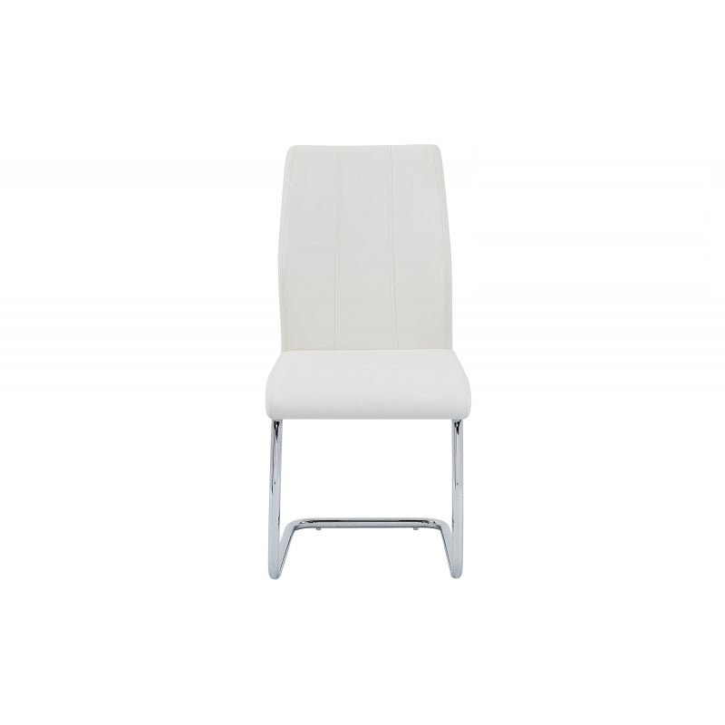 English Elm Contemporary Soft White Faux Leather Dining Chairs Set of 2 with Chrome Frame — Sleek Armless Seats for Home, Office, Kitchen B011P365515