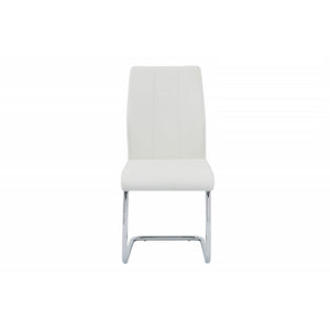 English Elm Contemporary Soft White Faux Leather Dining Chairs Set of 2 with Chrome Frame — Sleek Armless Seats for Home, Office, Kitchen B011P365515