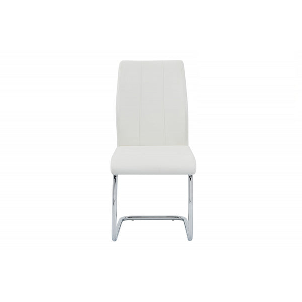 English Elm Contemporary Soft White Faux Leather Dining Chairs Set of 2 with Chrome Frame — Sleek Armless Seats for Home, Office, Kitchen B011P365515