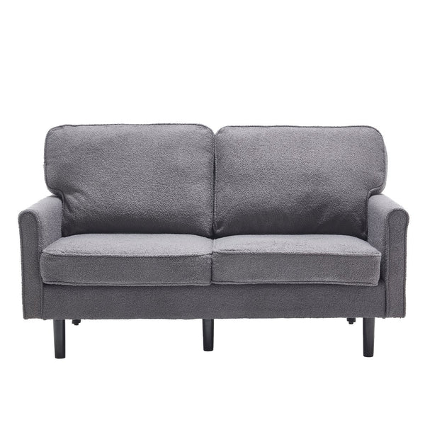 English Elm Loveseat Mid Century Modern Two-Seater Sofa with USB Type-C Charging, Removable Zipper Covers, Durable Wood Legs Gray W395P238824