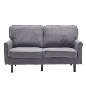 English Elm Loveseat Modern Mid-Century 2-Seater with USB Type-C Charging, Removable Zippered Covers, Sturdy Wood Legs Gray W395P238824