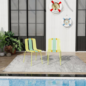 English Elm Holiday Stackable Polypropylene Side Chair Set of Four for Indoor Outdoor Dining Grain Yellow,Haze Green,Tropical Orange W3450P447384