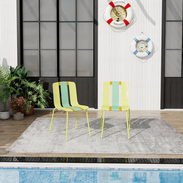 English Elm Holiday Stackable Polypropylene Side Chair Set of Four for Indoor Outdoor Dining Grain Yellow,Haze Green,Tropical Orange W3450P447384