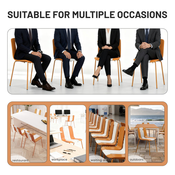 English Elm Holiday Stackable Polypropylene Side Chair Set of Four for Indoor Outdoor Dining Beige,Tropical Orange,White W3450P447383