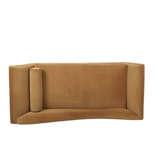 English Elm Chaise Lounge Upholstered Accent Piece Tailored Silhouette for Living Room or Bedroom Dark Yellow N776P396744T