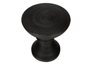 English Elm Accent Round Table Ribbed Sculptural Matte Black Magnesium Oxide Indoor Outdoor Use B2710P461674