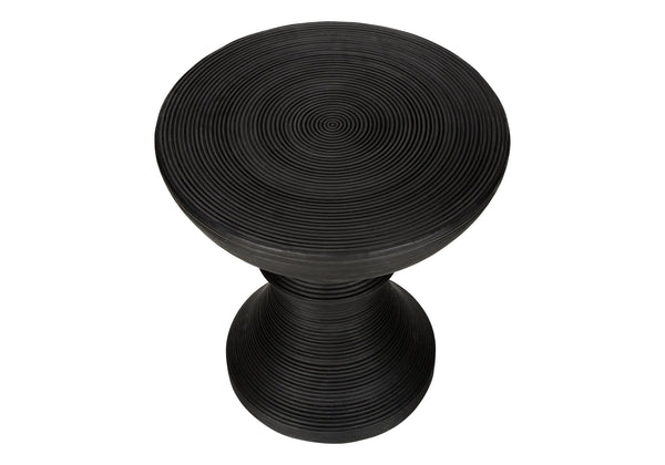 English Elm Accent Round Table Ribbed Sculptural Matte Black Magnesium Oxide Indoor Outdoor Use B2710P461674