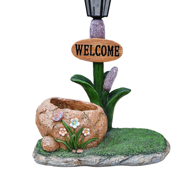 English Elm Labrador Solar Garden Statue with Led Glow and Built-in Succulent Planter Basin W5398P464251