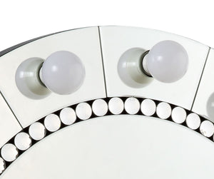 English Elm Farai Glam Mirrored Wall Décor Mirror with Faux Crystal Diamonds, Silver Hollywood Vanity Accent, 21"x21" B2726P244349