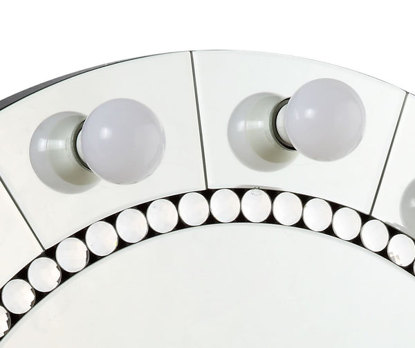 English Elm Farai Glam Mirrored Wall Décor Mirror with Faux Crystal Diamonds, Silver Hollywood Vanity Accent, 21"x21" B2726P244349