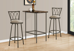 English Elm Home Bar Table - Contemporary 36" Pub Height Design With Brown Marble-Look Top & Metal Legs B2710P219005