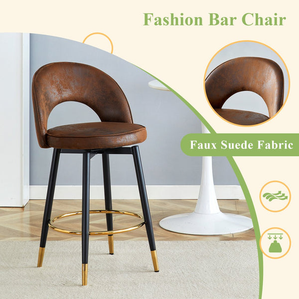 English Elm 360 Swivel Barstools Set of 2 Upholstered Techno Fabric Cushioned Counter Seats W1151P268914