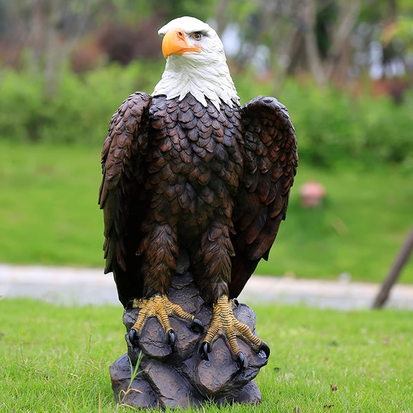 English Elm 13" Hand-painted Resin Bald Eagle Statue Patriotic Sculpture for Garden or Entryway W5709P462783