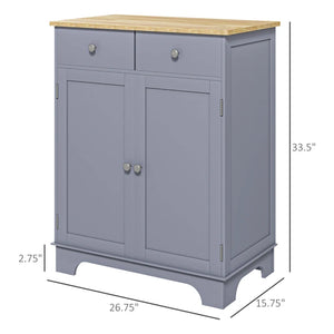 English Elm Durable Rubberwood Top Sideboard Cabinet with Drawers for Kitchen or Entryway T3971P466298