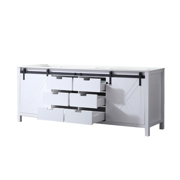 English Elm White Double Bath Vanity 84" W – Elegant Storage Solution With Soft-Close Drawers & Durable Design B2731P260076-GIGA