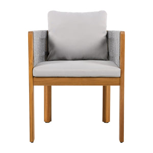 English Elm Christopher Knight Home® - Acacia Outdoor Dining Chairs Set of 2 with Rope Handles, Waterproof Washable Cushions, 400 lb Capacity Grey,Teak N779P279983G