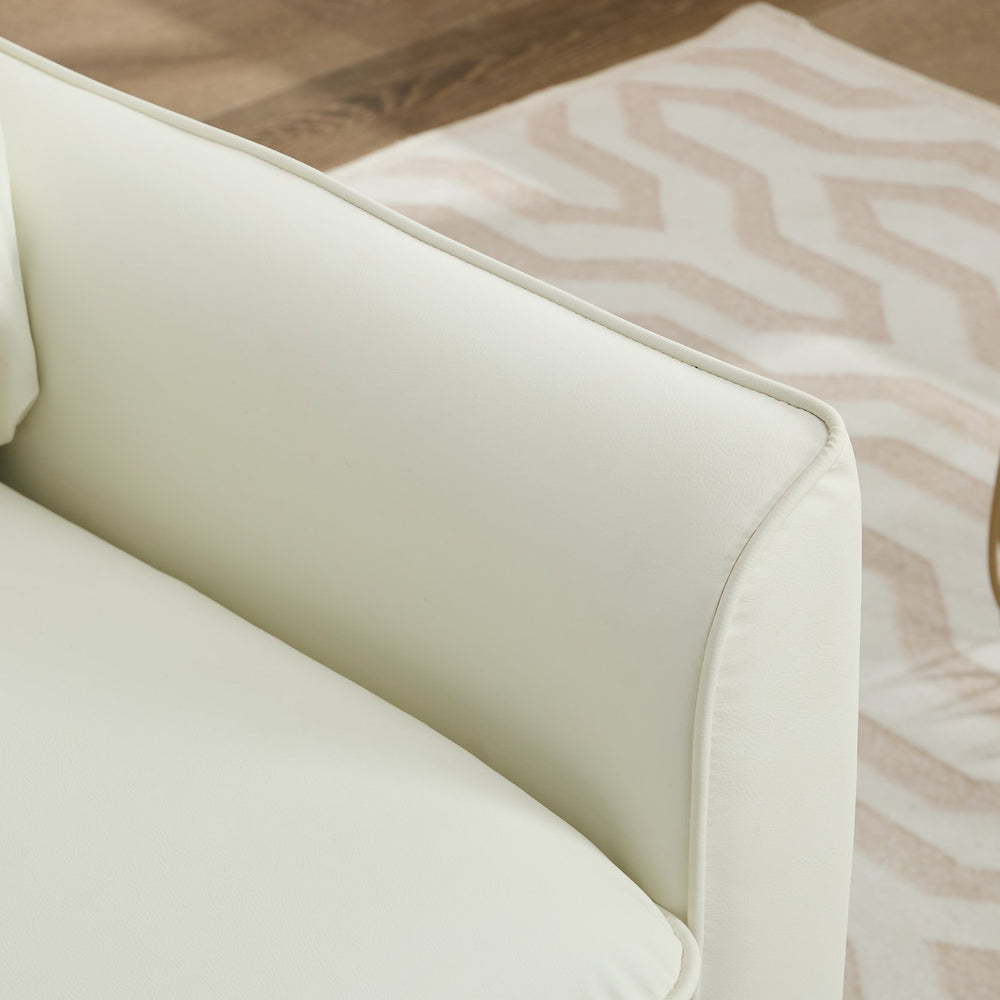 English Elm TS Cat paw leather upholstered sofa modern Nordic retro lounge chair with breathable faux-leather comfort pillows Cream White W2311P345745