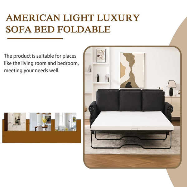 English Elm Sleeper Sofa Bed - Stylish 3-Seater Couch With Memory Foam Mattress, Perfect For Small Spaces & Guests W3696S00002-GIGA