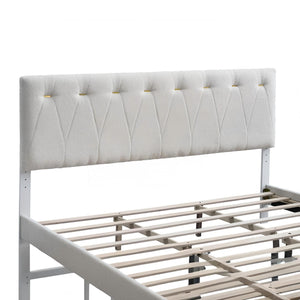 English Elm Sinclair Tufted Twin Platform Bed with Gold-Tone Accents, Plush Teddy Fabric, Adjustable Headboard Wheat 60.39 L x 26.37 W x 7.28 H B078P400738