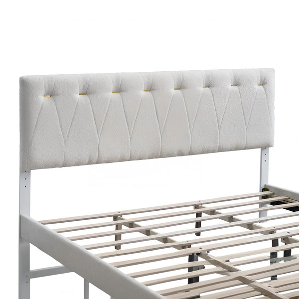 English Elm Sinclair Tufted Twin Platform Bed with Gold-Tone Accents, Plush Teddy Fabric, Adjustable Headboard Wheat 60.39 L x 26.37 W x 7.28 H B078P400738