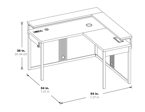 OSP Home Furnishings Loadout L/Shape Gaming Desk Black