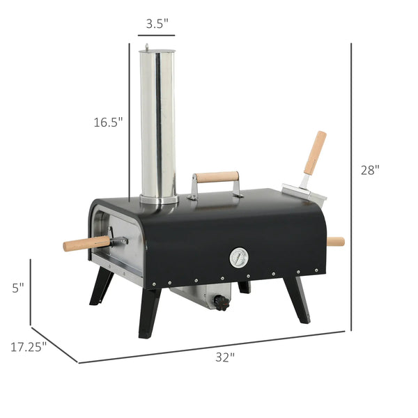 English Elm Outdoor Wood Pellet Pizza Oven with Cordierite Stone Base and Stainless Build T3971P420895