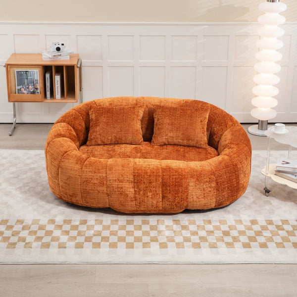 English Elm Bean Bean Bag Sofa High-Density Memory Foam Two-Seater Lounger High Back Chenille Cozy Support Orange W395P181437