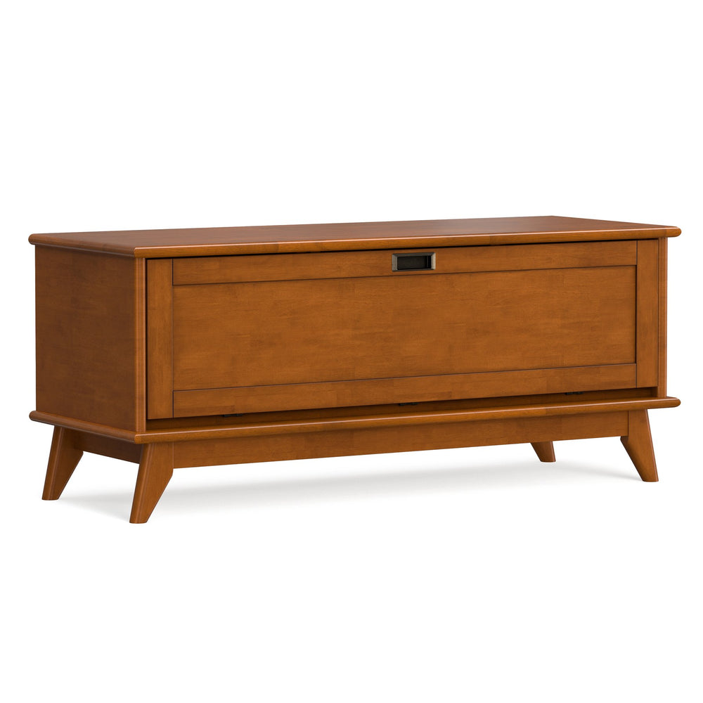 English Elm Draper Solid Wood Flip Top Storage Bench with Tapered Legs for Entryway or Bedroom B136P478331