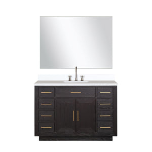 English Elm Black Oak Single Bath Vanity 48 in. W x 22 in. D with White Quartz Top, Chrome Faucet & 46 in. Mirror B2731S02212