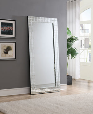English Elm Dominic Silver Accent Floor Mirror with Beveled Mosaic Frame, Glam 22" x 61" Full-Length Statement Piece B2726P351695